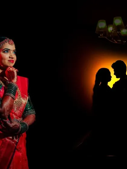 A duplicate of ID 12, this artistic photo combines a stunning bridal portrait with a romantic silhouette, creating a unique and meaningful image.