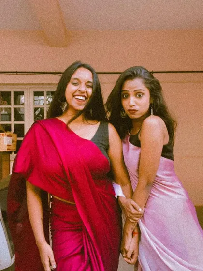 A funny, candid moment captured between poses.