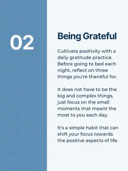 My five daily habits for a happy life include decluttering, gratitude, digital detox, mindful breathing, and evening reflection.