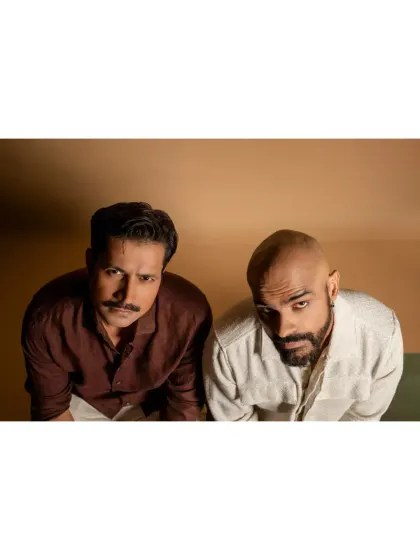 An unconventional angle for the "Portraits of Fatherhood" shoot with Sumeet Vyas and Raghu Ram. This perspective adds a unique, creative edge and a sense of playful authority to their portraits.