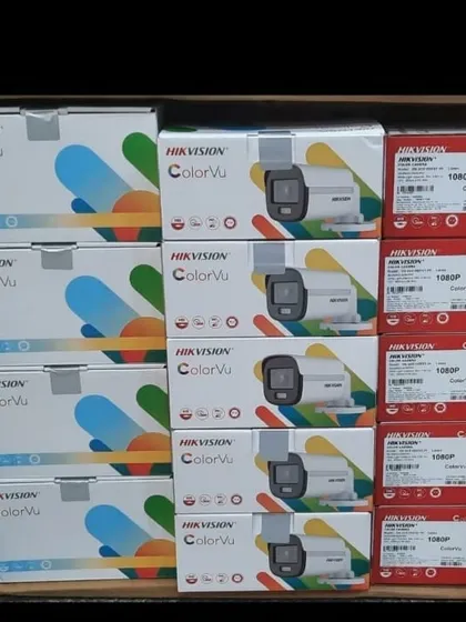 A large shipment of Hikvision ColorVu cameras, which are excellent for capturing vivid color details in very low light.