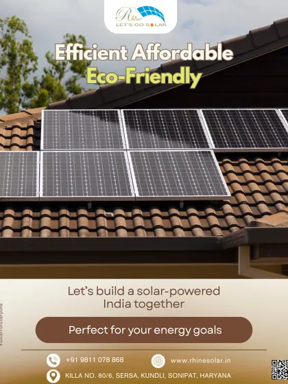 This poster shows an ideal residential rooftop solar installation. Our panels are efficient, affordable, and eco-friendly, making them the perfect choice to meet your home's energy goals and build a solar-powered India.