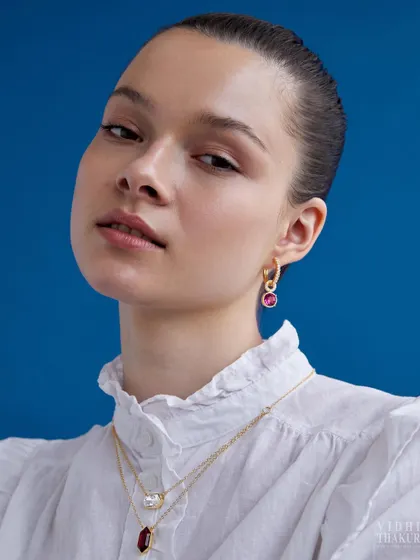 A shot from the same series, showcasing a different set of colorful jewelry. The sharp, clean light is perfect for capturing the sparkle and detail of the pieces.
