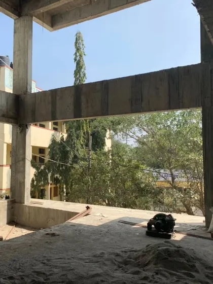 The interior of Timber Edge during construction, showing the double-height space before the addition of finishes and our bespoke design elements.