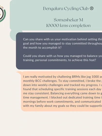 Another 'Spoke Talk' feature, this time with Somashekar M on his 10,000 kms milestone. He talks about how challenging BRMs and good time management helped him achieve his goal.