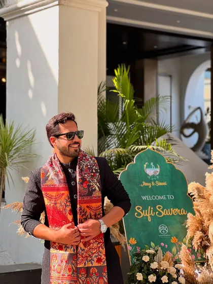 Another look from the 'Sufi Savera' event, showcasing the beautiful details of the outfit and the event's decor. My presentation is always tailored to the theme.