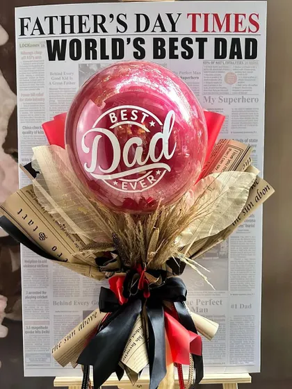 Another take on the newspaper theme, this "Father's Day Times Postcard" uses vintage-style paper and a bold red balloon to create a classic, eye-catching look.