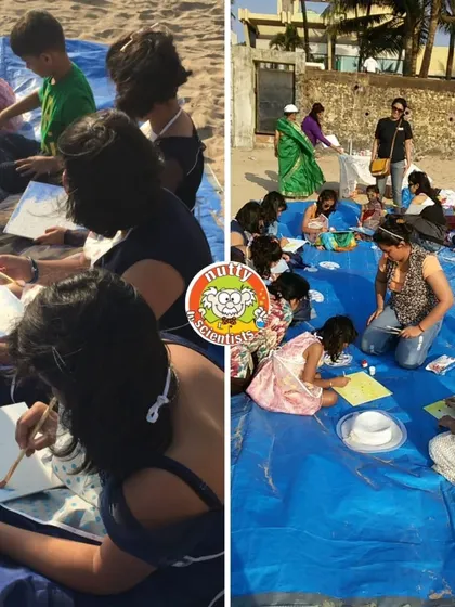 More scenes from our beach painting party. It's a perfect example of how we can adapt our activities to unique and beautiful outdoor locations.