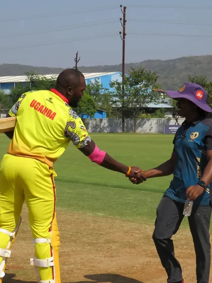 A moment of sportsmanship between players from our academy and the Uganda National Team.