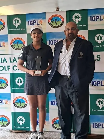 Rashi Mishra receives her Runner-up trophy for Category-B at the IGU All India Finals in Vizag, marking another successful tournament finish.