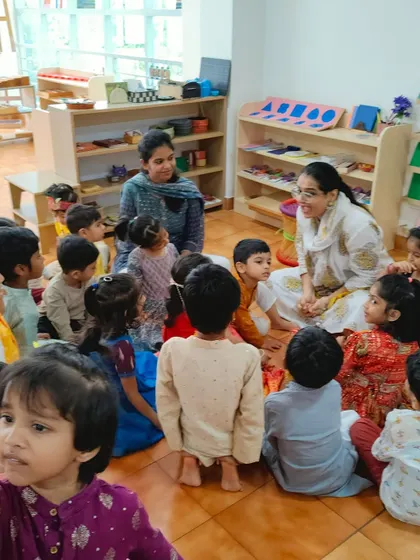 Story time during Janmashtami. Sharing stories is a key part of how we introduce children to the meaning and significance of different festivals.