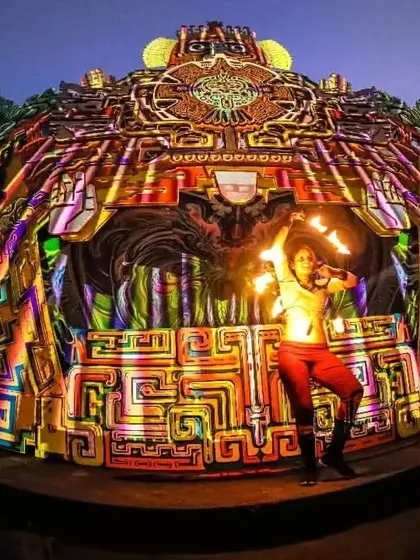 A powerful shot from the Karacus Marakus festival in Goa. Performing against such an epic, projection-mapped stage was an absolutely surreal experience.