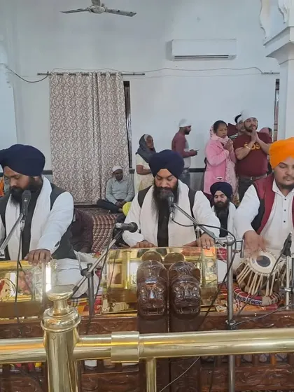 A still from the Kirtan Hazri at Gurdwara Jamni Sahib. My role here is to provide a steady, devotional rhythm that supports the Gurbani being sung.