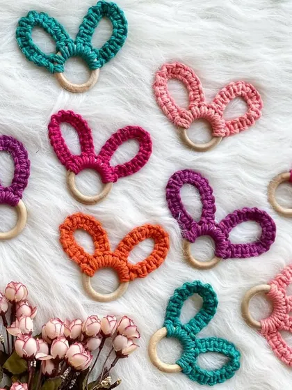 These little macrame bunnies are perfect for Easter decorations or for a woodland-themed nursery. They come in a variety of spring colors.