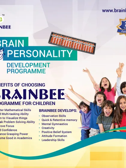 Our program is more than just math. This graphic outlines the core benefits we focus on, including building multi-tasking ability, improving focus, enhancing problem-solving skills, and developing leadership qualities for all-round brain and personality development.