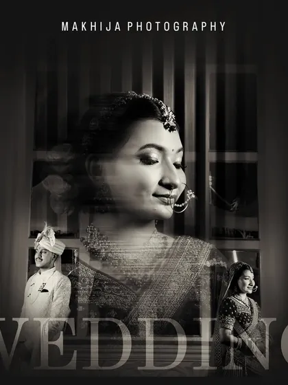 A creative double exposure collage that blends portraits of the bride and groom. This artistic edit is a unique way to symbolize their union and create a memorable piece of art.