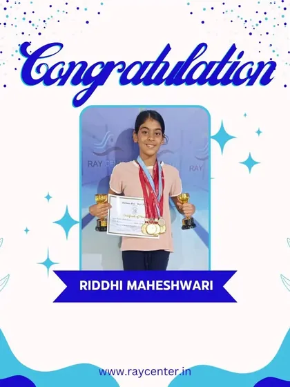 Riddhi Maheshwari celebrating her victory at an interschool swimming competition. We equip our students to excel in all competitive arenas.