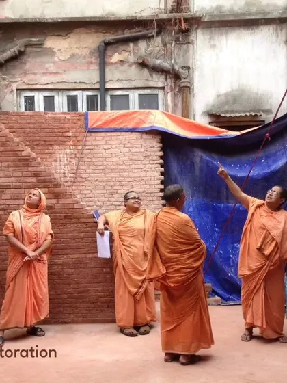 These images show the Sister Nivedita house during the restoration process. They reveal the careful work of restoring the original brick arches and structure, a critical step in preserving the soul of this important heritage building.