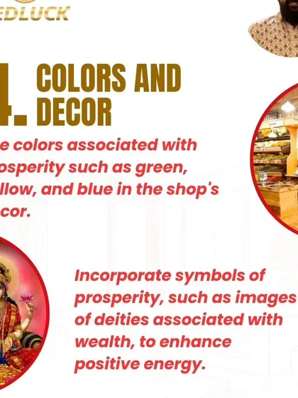 The colors in your shop influence energy. I recommend using colors associated with prosperity like green, yellow, and blue in the decor.