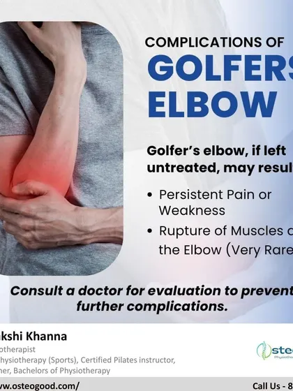 If left untreated, Golfer's Elbow can lead to persistent pain and weakness. Consulting a professional for an evaluation is crucial to prevent further complications and ensure a proper recovery plan.
