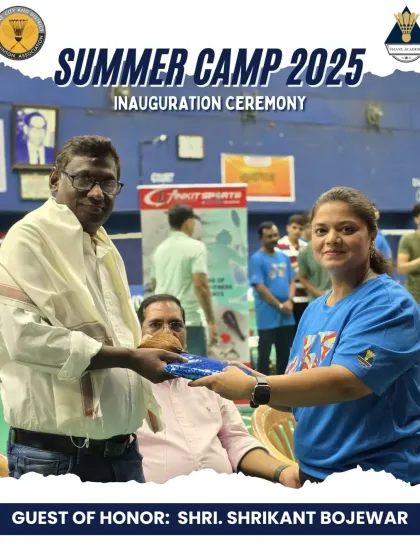 Guest of Honor Shri. Shrikant Bojewar being felicitated at the inauguration. We believe in connecting our players with leaders from different fields to inspire them.