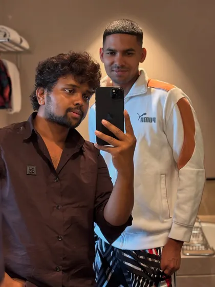 A thumbs-up from Akash Deep after his haircut. That's the reaction I aim for.