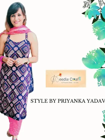 A stylish printed suit with a spaghetti-strap kurta, paired with contrasting pink pants for a modern ethnic look.