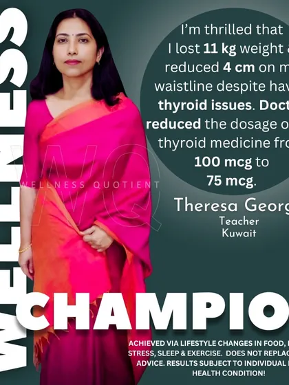 Theresa, a busy teacher, struggled with thyroid issues that made weight loss feel impossible. Through a personalized wellness program, she lost 11 kg, and her doctor was able to reduce her thyroid medication, proving that a demanding career and good health can coexist.