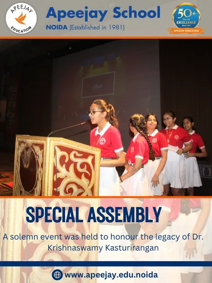 A special assembly was held to honor the legacy of Dr. Krishnaswamy Kasturirangan. This solemn event brought our school community together to reflect on his life and work.