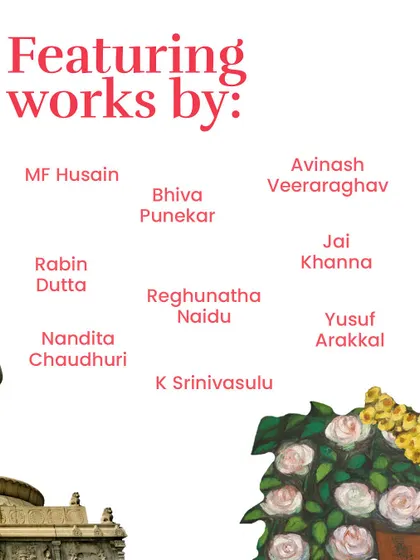 A list of the artists featured in our Hyderabad showcase, including M.F. Husain, Rabin Dutta, and Yusuf Arakkal.