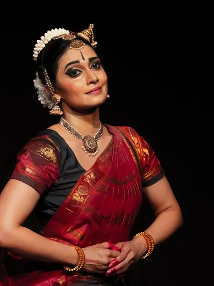 A portrait capturing the calm and confidence of a performer on stage.