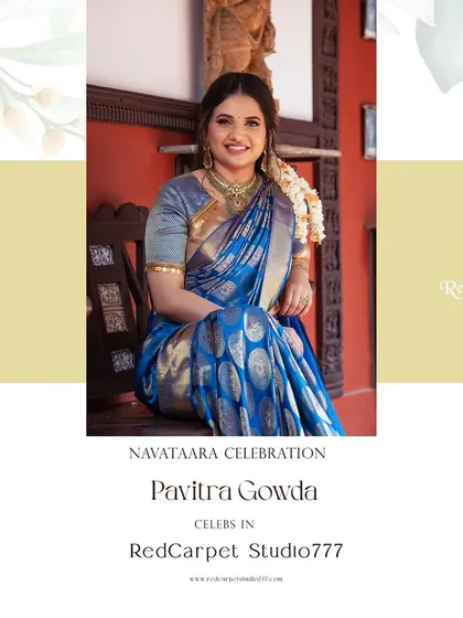 I was so happy to be a part of my own 'Navataara' series, wearing a traditional royal blue and gold silk saree to represent the strength and beauty of women.
