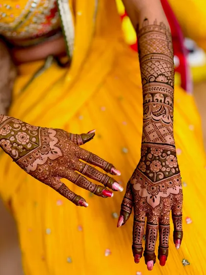 An angled view showing the different textures and patterns used in this design, from delicate florals to bold geometric shapes.