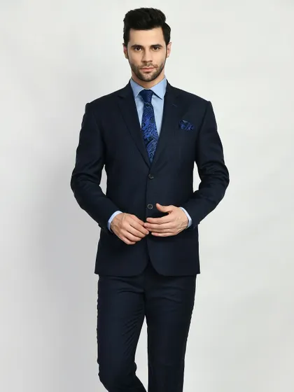How do you like your office wear? This classic navy business suit, tailored from premium wool, is designed to make you look distinguished and differentiated. Step into my store and walk out with full corporate swagger.