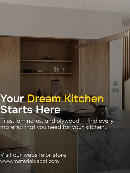 Your dream kitchen starts here. Whether you're looking for tiles, laminates, or plywood, I have every material you need to bring your vision to life.