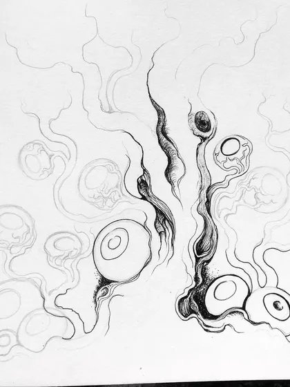 A duplicate of an early stage of the eyeball tree sketch.