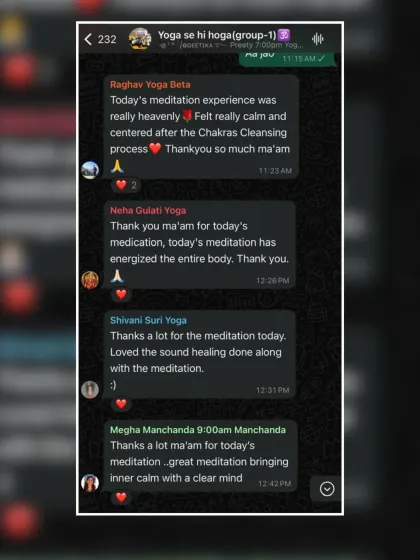 Nothing makes me happier than reading messages from my students. Seeing them feel calm, centered, and energized after a meditation session is what it's all about.