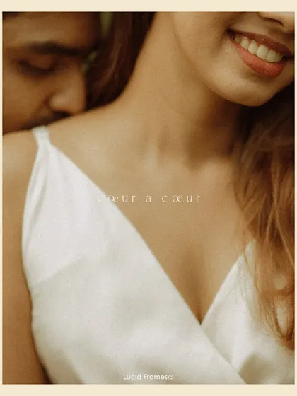 A heart-to-heart moment, captured in an artistic close-up with a French touch, 'cœur à cœur'. This highlights our romantic and storytelling style.