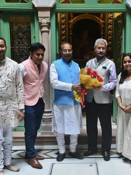 Posing with Minister Dr. S. Jaishankar and Shri Vijay Goel at the Golden Haveli. This project is a result of a shared vision to preserve the architectural soul of Old Delhi.