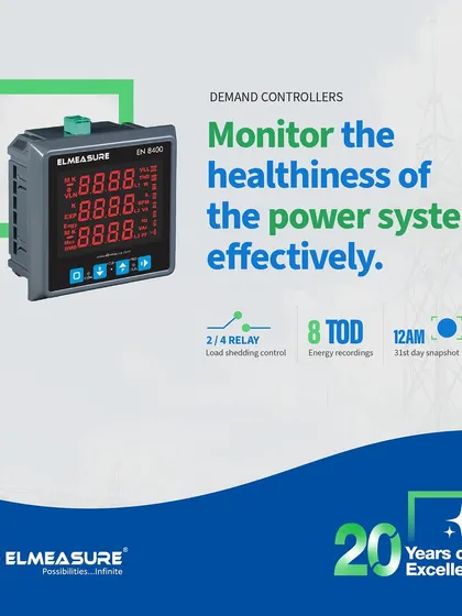 With my Demand Controllers, you can effectively monitor the health of your power systems. They feature relay outputs for load shedding control and multiple Time-of-Day (TOD) slots for detailed energy recording.