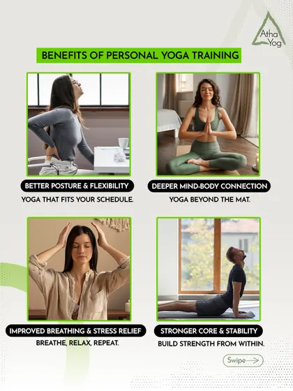 The benefits of personal yoga training are clear: better posture and flexibility, a deeper mind-body connection, improved breathing for stress relief, and a stronger core.