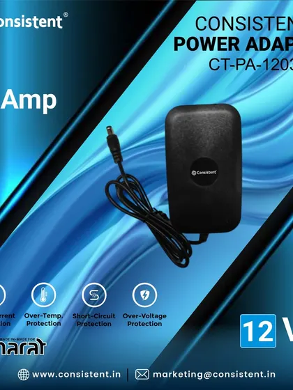 This compact 12V 3 Amp Power Adapter provides fast and reliable charging for various devices. It features built-in protection against over-current, over-temperature, short-circuits, and over-voltage for safe operation.
