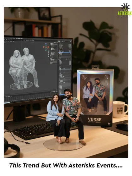 A casual couple's photo brought to life as a 3D collectible. This trend is a fantastic way to create a unique and personal piece of art from your favorite moments.