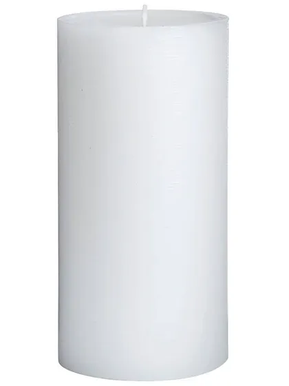 A simple, textured white pillar candle. The subtle texture adds a bit of character compared to a smooth finish, making it a versatile decorative piece.