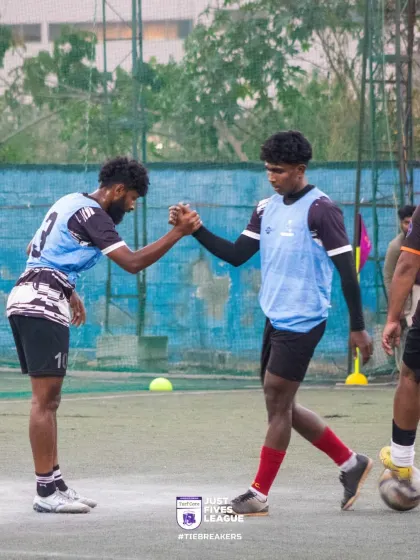 A moment of sportsmanship and respect between two players. While the games are competitive, the spirit of camaraderie is what defines our Just Fives League.