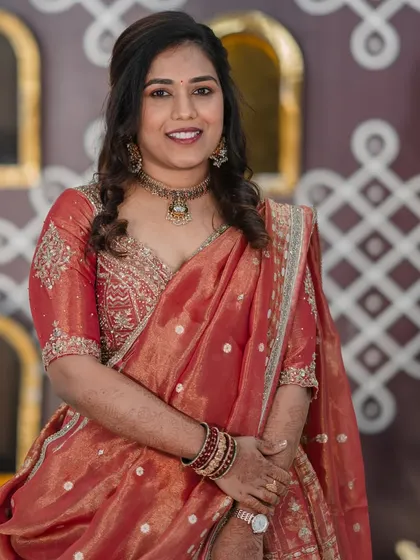 A beautiful portrait showcasing a soft and glowing reception look. I used warm tones and a subtle shimmer to create a look that is both elegant and timeless.