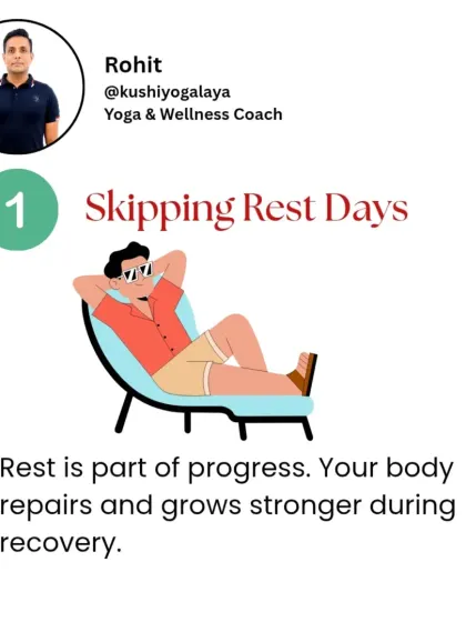The first habit to stop is skipping rest days. Rest is not laziness; it's a crucial part of progress. Your body repairs and grows stronger during recovery.