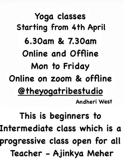 Details for our morning classes, available both online and offline at The Yoga Tribe Studio in Andheri West. These are progressive classes open to everyone.