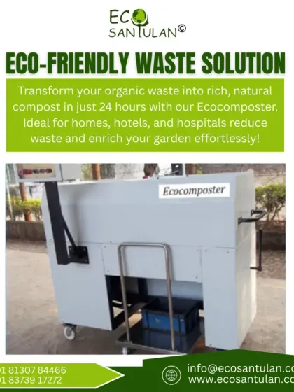 Our Ecocomposter offers a fast and eco-friendly waste solution. It transforms organic waste into rich, natural compost in just 24 hours, ideal for hotels, hospitals, and large communities.