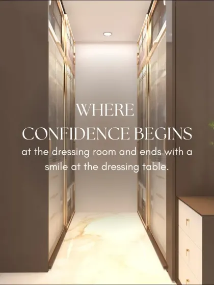 This walk-in closet is where confidence begins. Fluted glass doors offer a hint of what's inside, creating an organized and inspiring space to start your day.